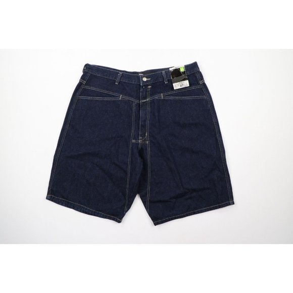 NOS Vtg 90s Marithe Francois Girbaud Mens 38 Baggy Spell Out Denim Shorts Indigo